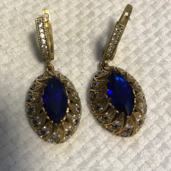 STERLING SILVER VINTAGE ANTIQUE FINISH SAPPHIRE. - Picture 7 of 8